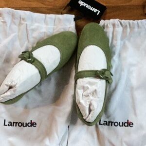 LARROUDE Seaweed Handmade In Brazil Suede Verona Ballet Flats